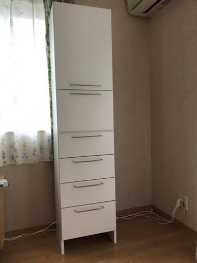 ハイチェスト　収納棚　開戸　引出し　白