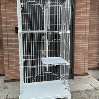 GWセール/ 猫 ケージ キャットケージ 3段 大型 おしゃれ 猫ケージ ゲージ キャットケージ3段 ホワイト アイリスオーヤマ の画像