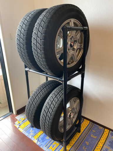 スタッドレスタイヤ、タイヤラック、インパクトレンチ　セット
