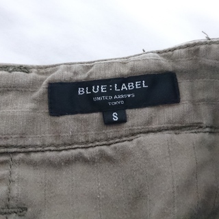 UNITED ARROWS BLUE LABEL ボトム 夏用 綿麻 Sサイズ 濃緑～茶の画像
