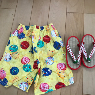 手作り夏ハーフパンと新品草履