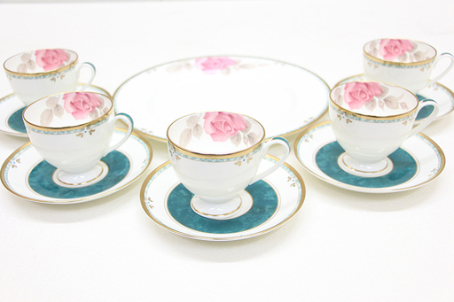 未使用 保管品 NARUMI コーヒータイムセット ケーキ皿 ＆ カップ ＆ ソーサー 11点セット 元箱入り(E770wY)