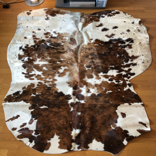 カウラグ　本革　牛革　ハラコ　毛皮　ラグ