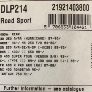 新品未使用 セミメタリック ブレーキパッド リア用 NSR250RやCBR250/400、CB400SF等のホンダ車両に適合の画像