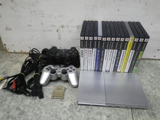 薄型 後期モデル プレイステーション2本体　SCPH-90000 メモリーカード ソフト15本付