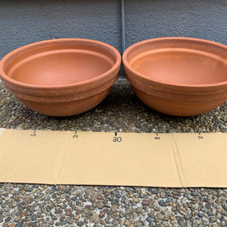 円形テラコッタ植木鉢2個セット