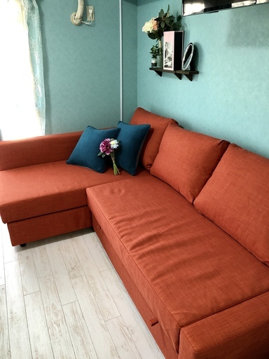 IKEA製ソファーベッド（オレンジ605）