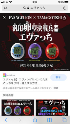 エヴァッチ　6/13発売日に渡せます