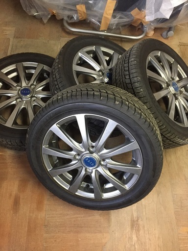 ワゴンRなどの軽自動車　タイヤ＆ホイール　165/55Ｒ14　4本　8部山　日本製タイヤ