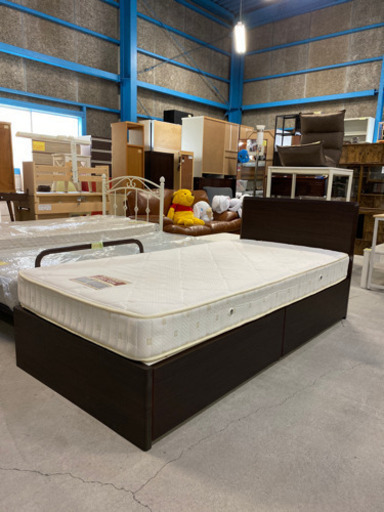 人気の収納付ベッド！配送可！シングルベッド ベッドフレーム&マットレス