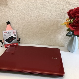 ☆彡お洒落人気のラズベリーレッド色☆美品/ＮＥＣ爆速ＳＳＤ２４０ＧＢ/Win10 64bit/高速ｉ５/Office2019付/15.6ｲﾝﾁ/メモリ4G/無線/DVD・ＣＤ再生ソフト付の画像