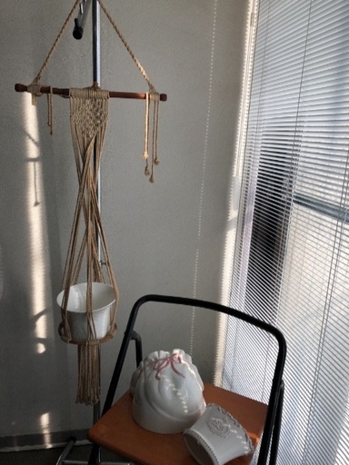 陶器のプランターカバー3個＆プランターハンガ-