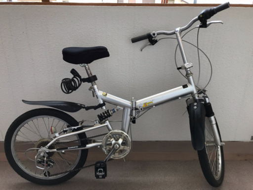 中古 折畳 20inch 銀色 前後サス 6段変則 SHIMANO (SKM-JT-01)
