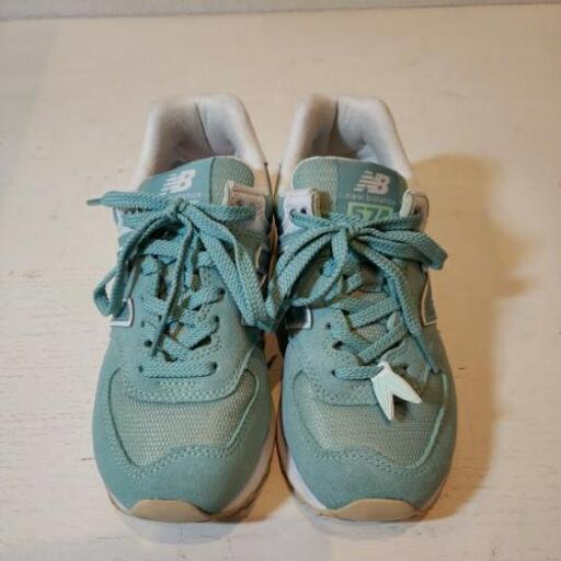 ☆美品☆ New Balance 574 ニューバランス スニーカー 22.5cm グリーン系 NBJ-1032386