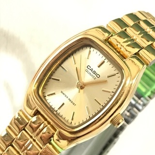 CASIO チープカシオ レディース クォーツ ゴールド文字盤 ...
