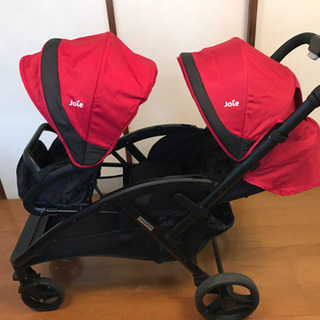 Joei ジョイー　2人乗りベビーカー エヴァライトデュオ　レインカバー付きの画像