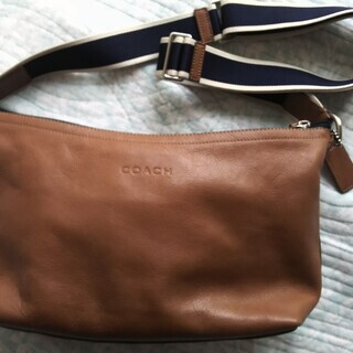 美品☆COACH ショルダーバッグ ヘリテージウェブレザー/茶 F70559