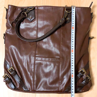 【美品】革 トートバッグ ビジネスバッグ ブラウン シンプル ベルトバッグ 茶色ダンディの画像