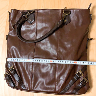 【美品】革 トートバッグ ビジネスバッグ ブラウン シンプル ベルトバッグ 茶色ダンディの画像