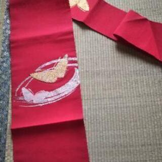 👘 夏帯 絽綴れ 盛夏用 名古屋帯 ★ 蝶々お太鼓柄 美品の画像