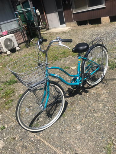 カゴ付26インチ自転車　ライトブルー(防犯登録抹消予定)