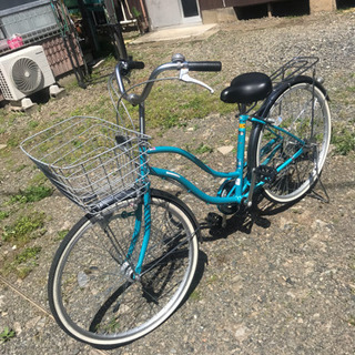 カゴ付26インチ自転車　ライトブルー(防犯登録抹消予定)