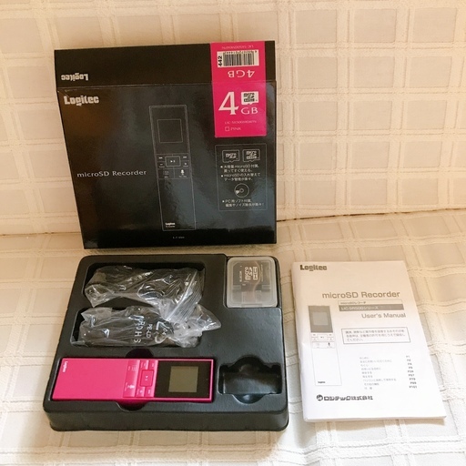 logitec ICレコーダーピンク中古美品microSD4GB付き