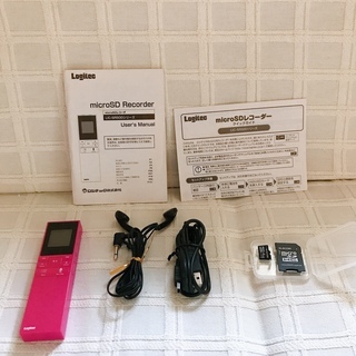 logitec ICレコーダーピンク中古美品microSD4GB付きの画像