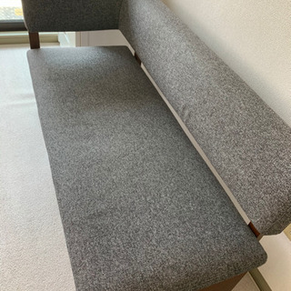 【Z7977】Ｓお仕立て上がり正絹小紋グレー、白地に格子模様綸子生地☆シギヤマ家具 ダイニングセット イス2脚 ベンチソファー1脚☆