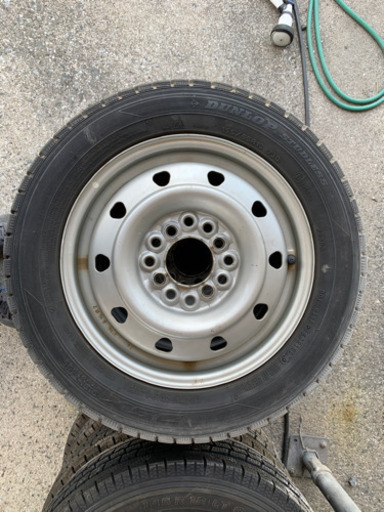155/65/13 ダンロップホイル付(スチール)　スタットレスタイヤ4本セット(中古)引取限定