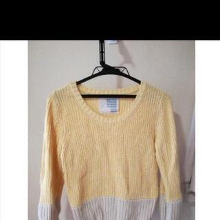 note et silence イエローの綿ニット