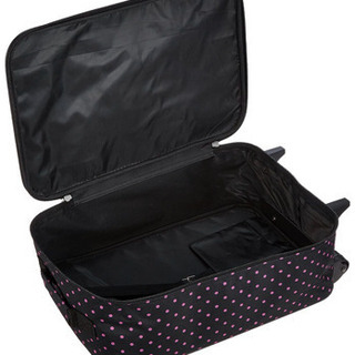 【新品未使用】黒×ピンクドット柄 キャリーバックの画像