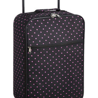 【新品未使用】黒×ピンクドット柄 キャリーバックの画像