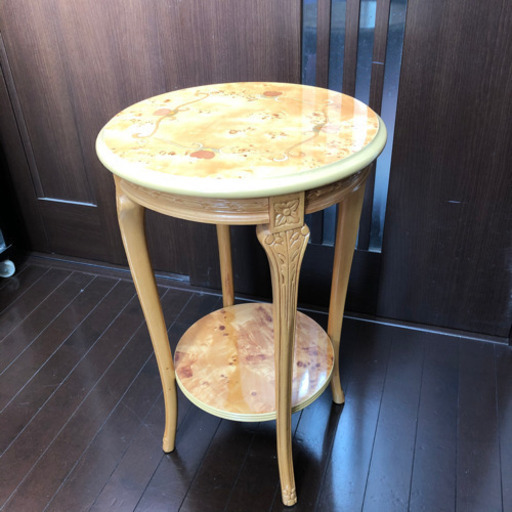 サイドテーブル　フラワースタンド　アンティーク風　ナチュラル色