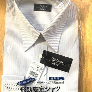 縦縞　白　Yシャツ　未使用