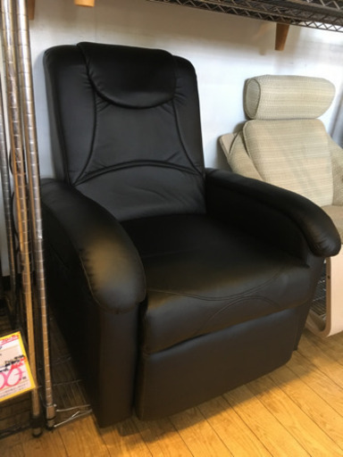 美品 手動式 オットマン一体型リクライニングソファ