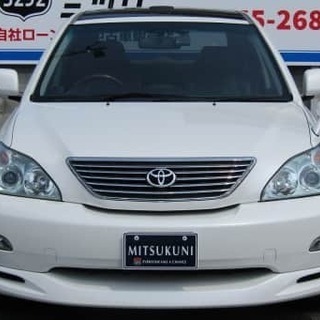 ハリアー！本革シートにサンルーフ付きですね！しかもエアロ車高調まで！自社ローンならミツクニの画像