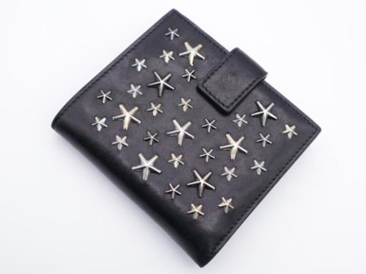 《JIMMY CHOO/スタースタッズ 二つ折り財布》ABランク 箱 袋 冊子