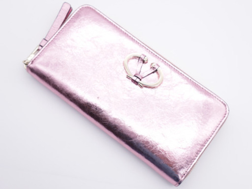 《VALENTIMWNO/ヴァレンティノロゴラウンドファスナー 長財布 》箱 袋