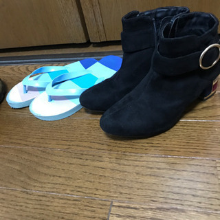 スエードブーツ22cm　ビーチサンダル約21  cm