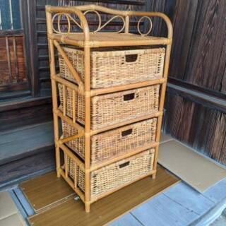 籐ラック4段BOX（中古品）