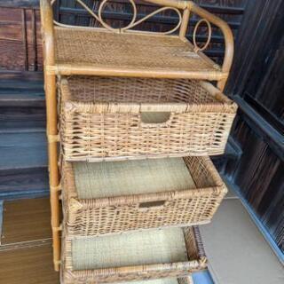 籐ラック4段BOX（中古品）の画像