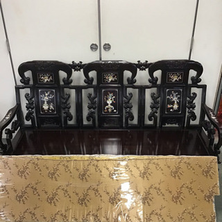 螺鈿 3Pソファ 黒檀の画像