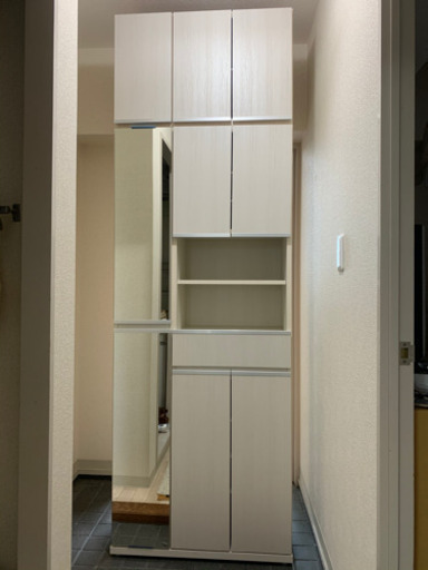 シューズボックス　姿見鏡付　靴棚