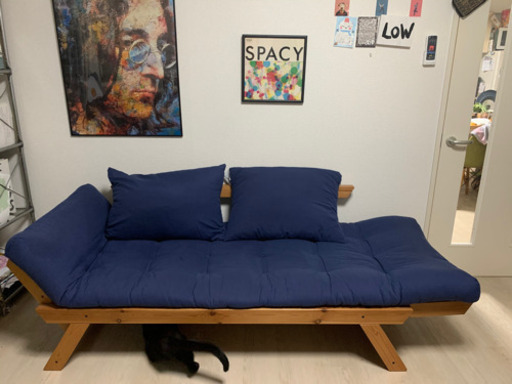 LOWYA ベッドにもカウチにもなるソファ + オットマン ♪