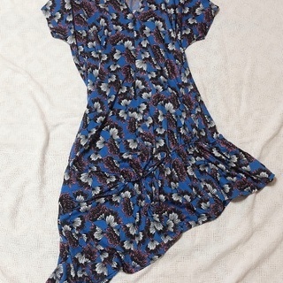 ZARA ザラ ひざ丈 ワンピース M L  アシンメトリー 花...