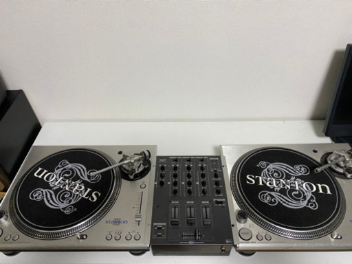 STANTONターンテーブル・geminiミキサー・スピーカー・レコード500枚