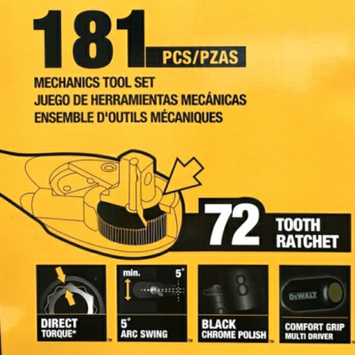 Dewalt メカニカルツールセット 181ピース MECHANICS TOOL SET DWMT81522 工具 ブラッククローム仕