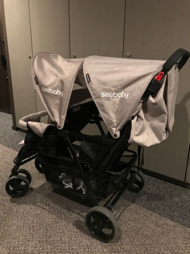【取引予定】2人乗りベビーカー 縦型 レインカバーつき