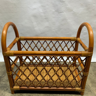 売切りセール！高級籐家具 3点セット！マガジンラック プランター 収納ラック 小物入れ インテリア Eの画像